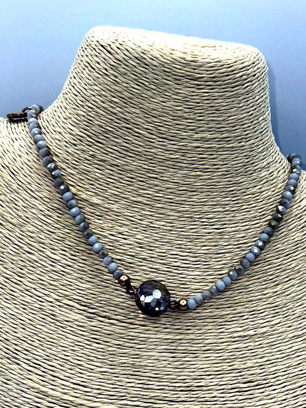 Sweet Lola Faceted Crystal Beaded Necklace Gold Tone Minimalist Necklace